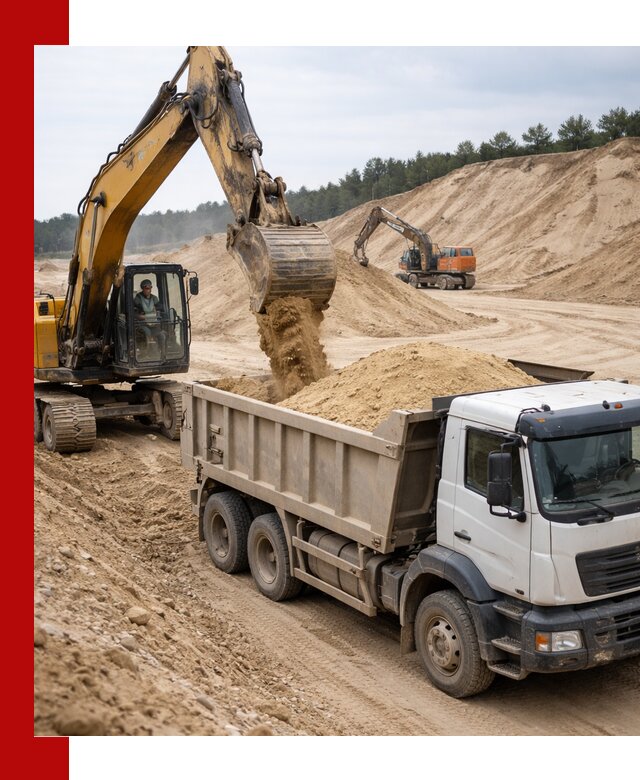 Доставка карьерного песка с самосвалами и разгрузкой в Балахне