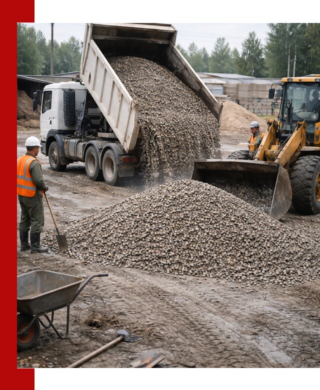 Мытый гравий с доставкой в Балахне от карьера до участка