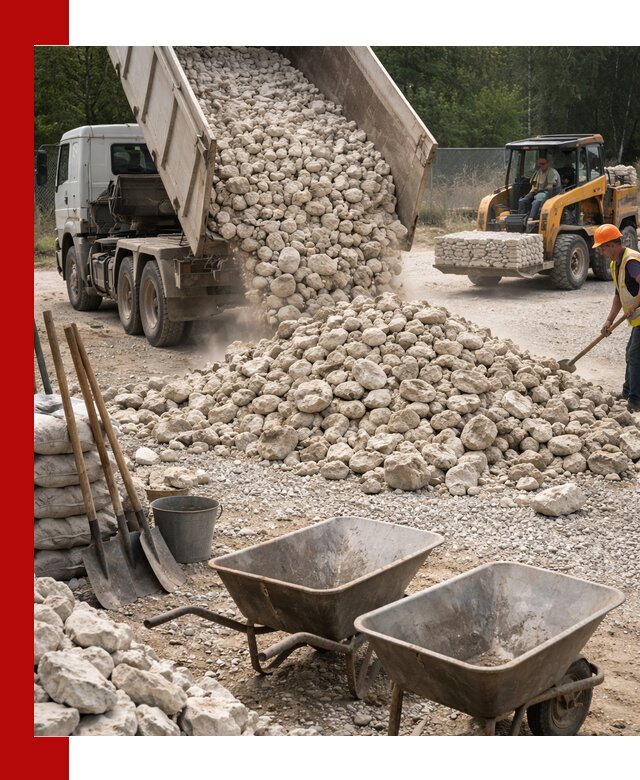 Доставка и продажа бутового известнякового камня в Балахне