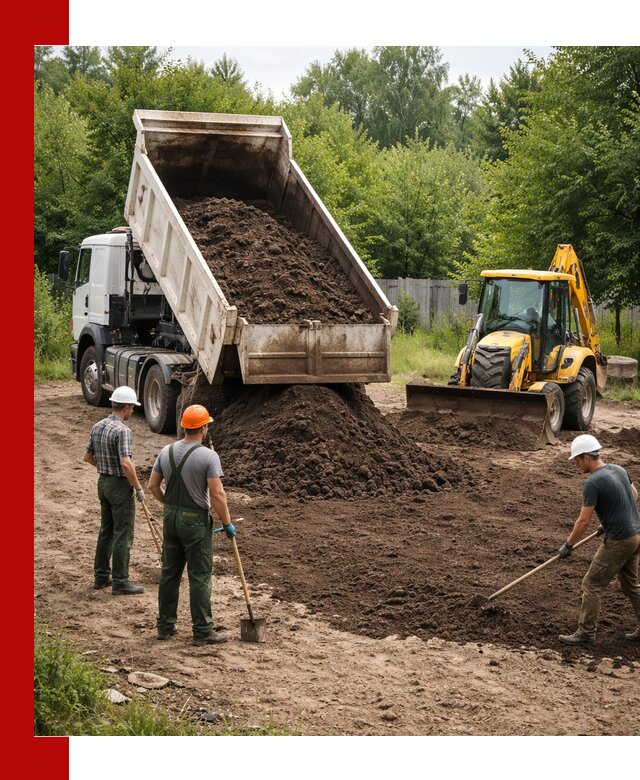 Доставка и укладка грунта для выравнивания участка в Балахне