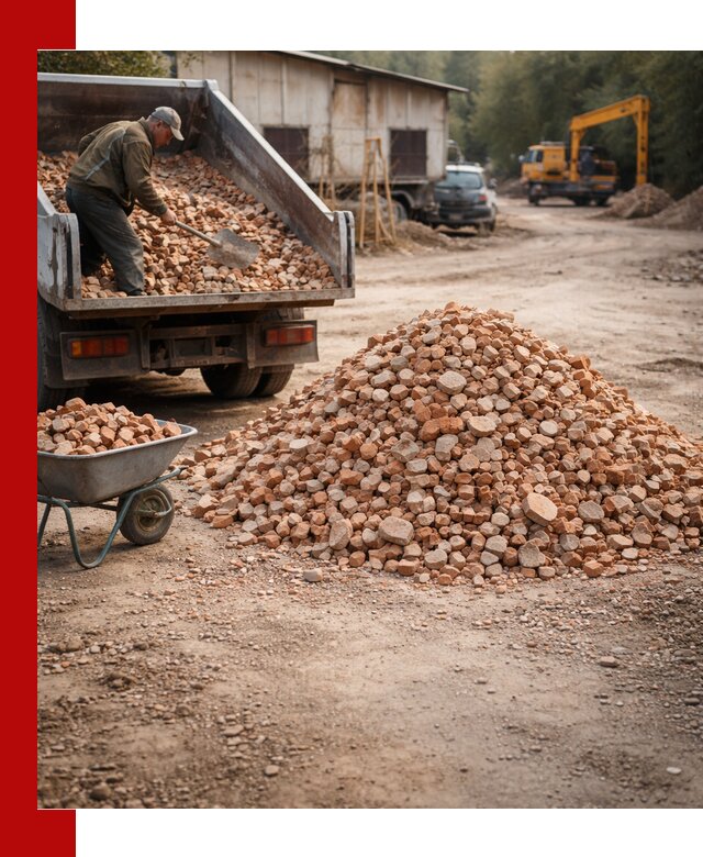 Доставка и подушка из боя кирпича с разгрузкой в Балахне