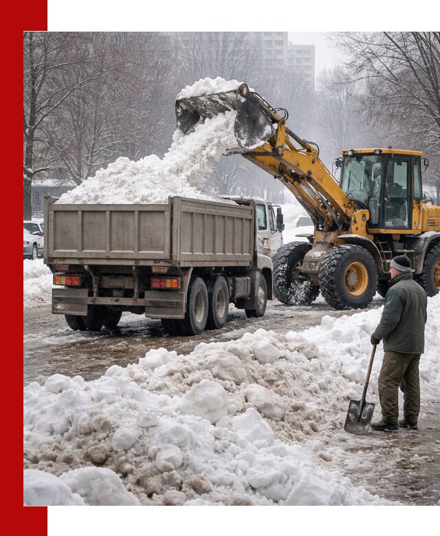 Вывоз снега грузовой техникой в Балахне оперативно и чисто
