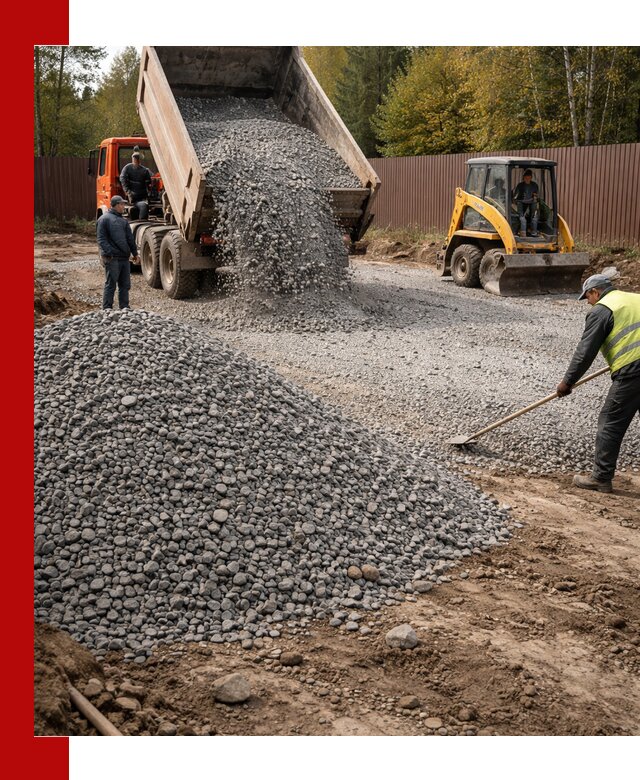 Отсыпка участка щебнем с доставкой и уплотнением в Балахне